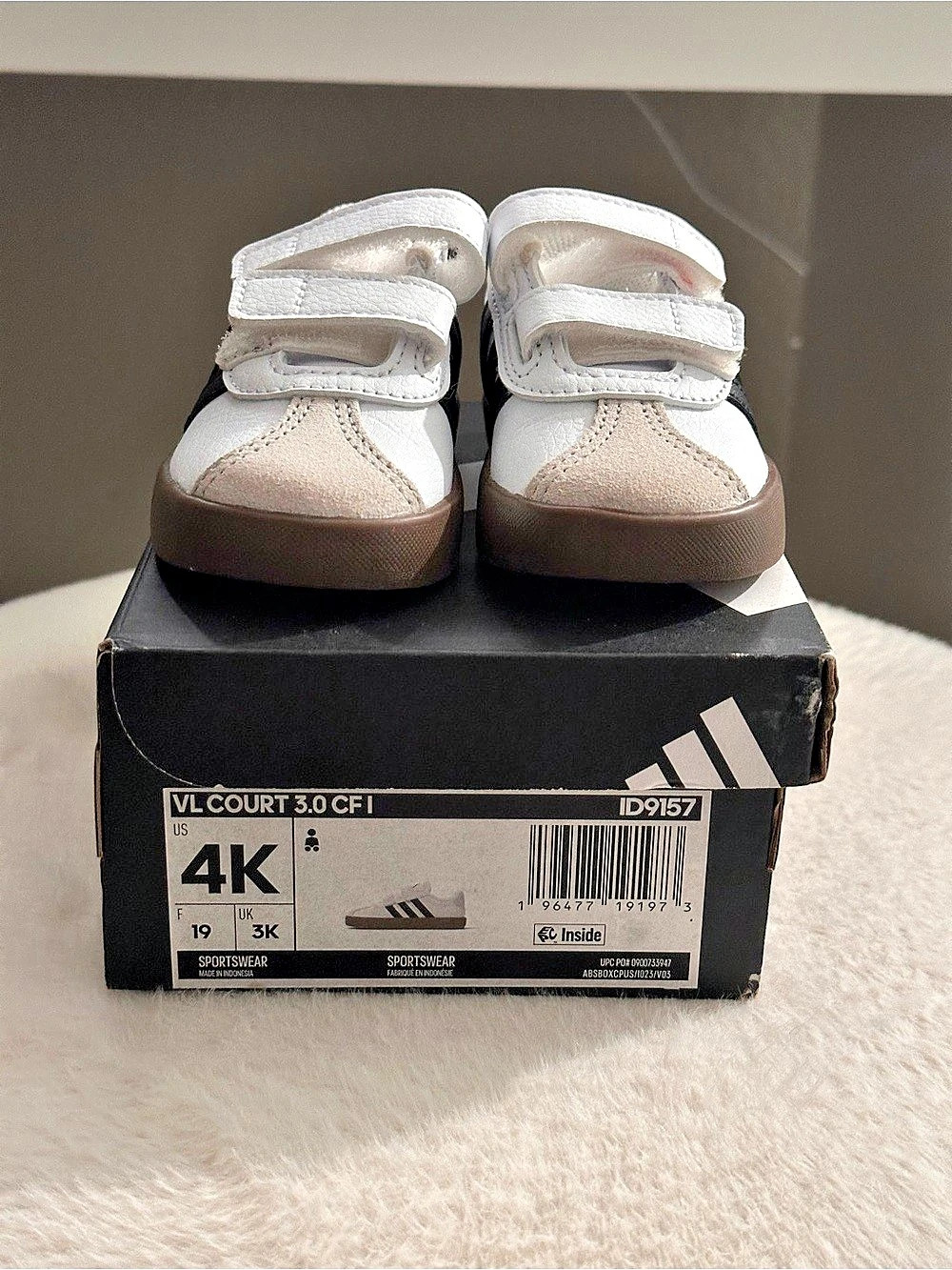 adidas VL Court 3.0 CF I Kids Sneakers White & Black US 4K